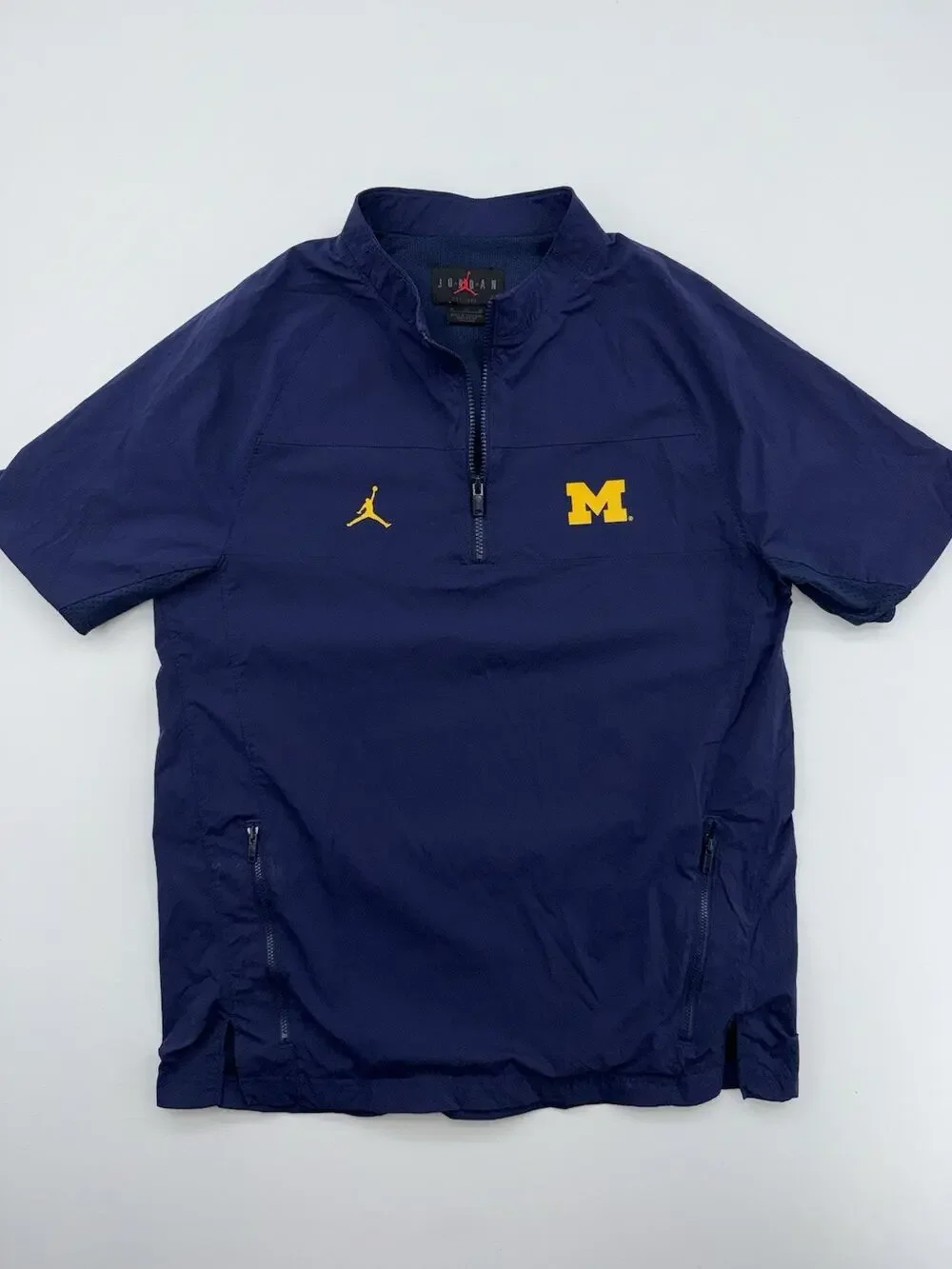 Jordan Michigan Wolverines Pullover Windbreaker Jacket Mens Medium Blue